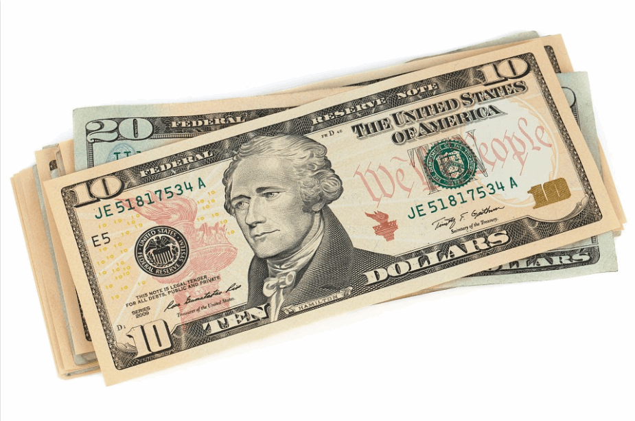 10 and 50 dollar bank notes